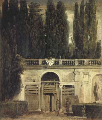 Diego Velazquez La Villa Medicis a Rome (deux hommes a l'entree de la grotte) (df02)